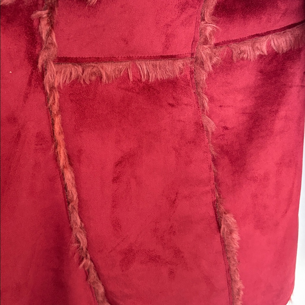 DONNA SALYERS FABULOUS FURS OVERSIZED FAUX SUEDE/FUR BURGUNDY JACKET COAT SZ XL - Picture 11 of 14